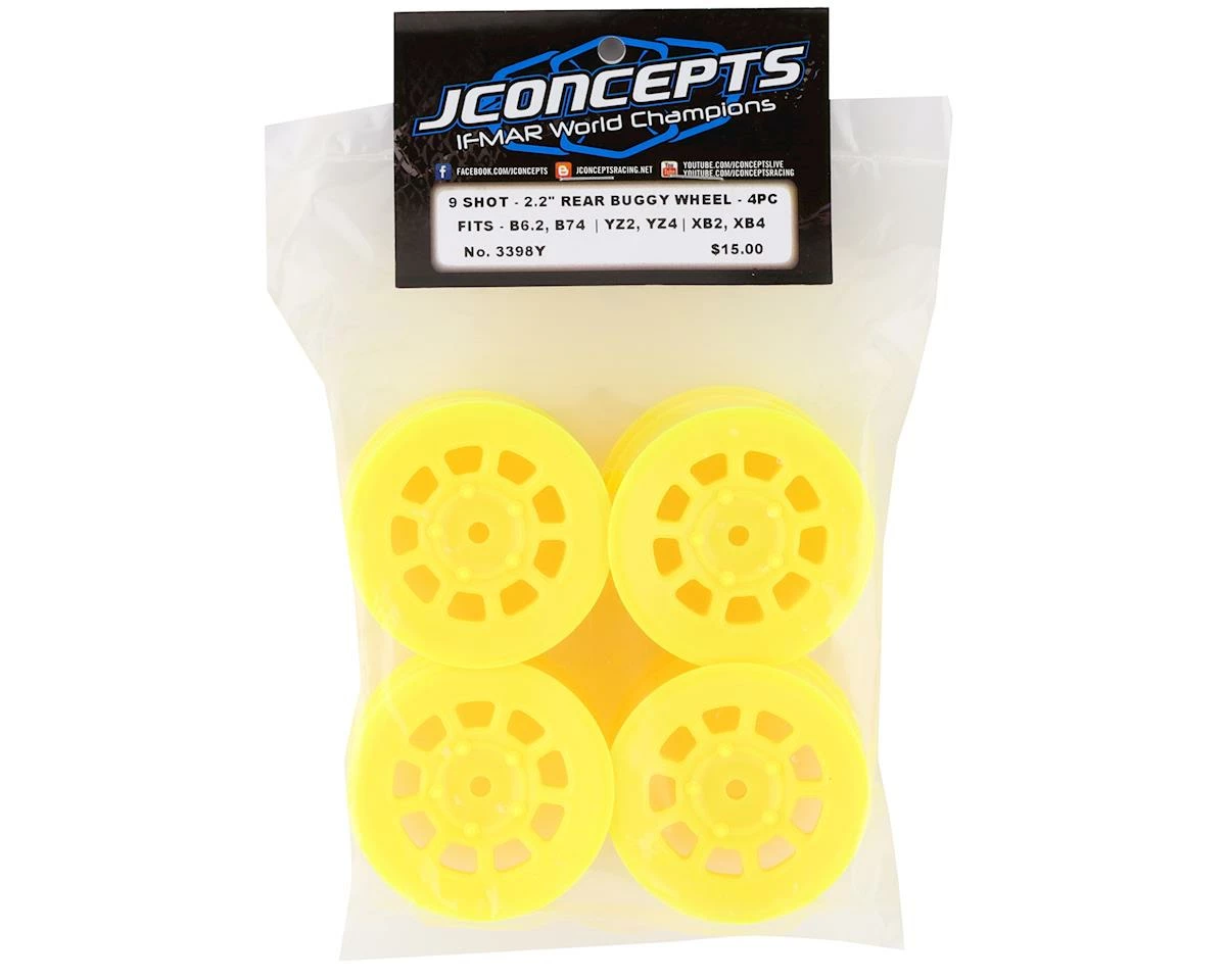 JCONCEPTS 9 Shot 2.2 Dirt Oval Rear Wheels (Yellow) (4) (B6.1/XB2/RB7/YZ2) W/12mm Hex 4 JCONCEPTS 9 Shot 2.2 Dirt Oval Rear Wheels (Yellow) (4) (B6.1/XB2/RB7/YZ2) W/12mm Hex - Image 2