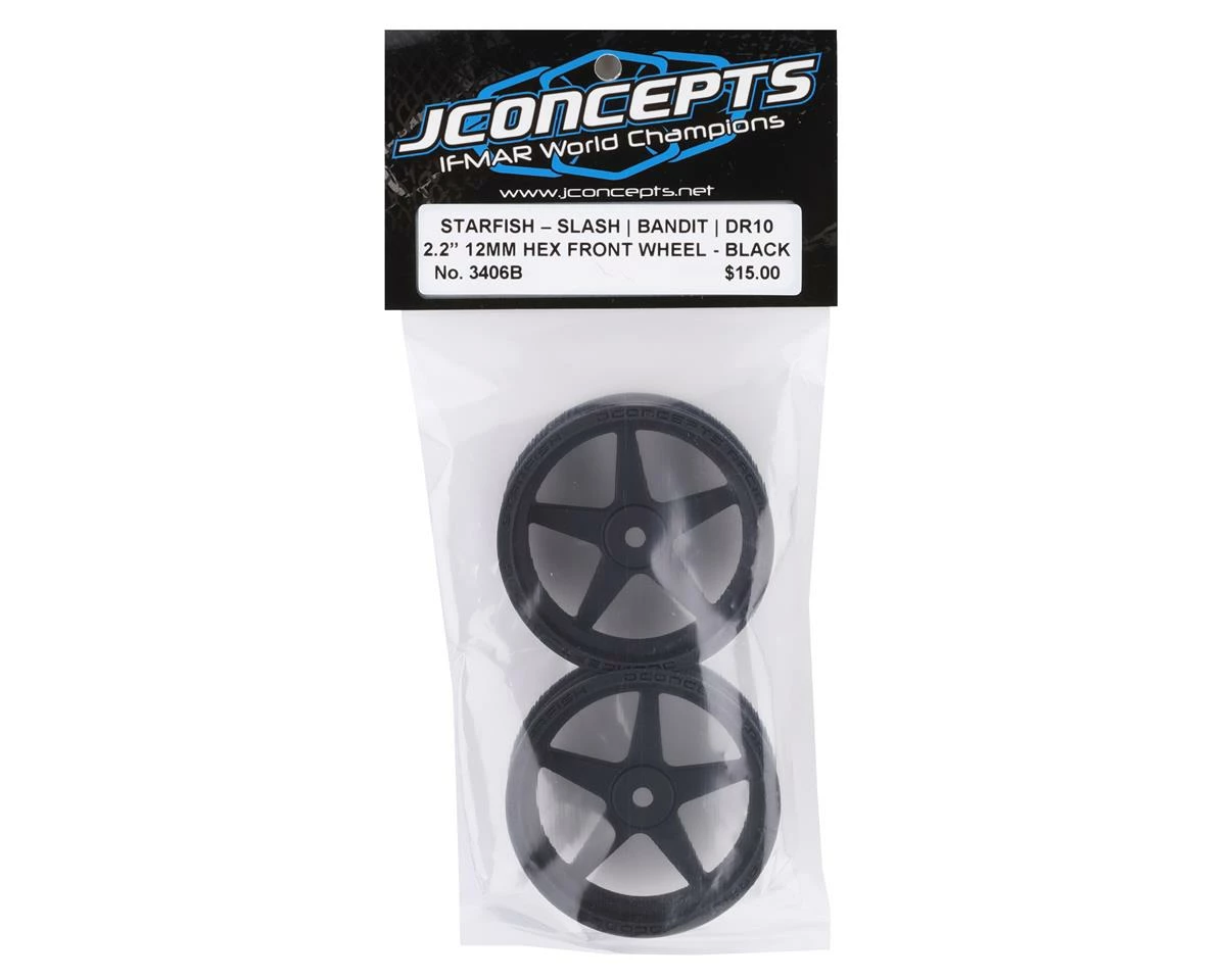 JCONCEPTS Starfish Street Eliminator 2.2" Front Drag Racing Wheels (Black) (2) W/12mm Hex - Image 3