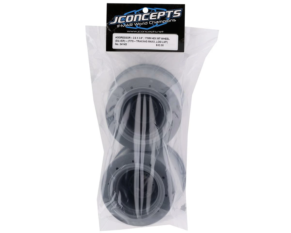 JCONCEPTS Aggressor 2.6x3.8" Monster Truck Wheel (Silver) (2) W/17mm Hex - Image 4