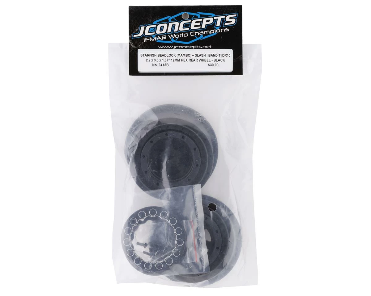 JCONCEPTS Starfish Mambo Beadlock Street Eliminator Rear Drag Wheels (Black) (2) W/12mm Hex - Image 4