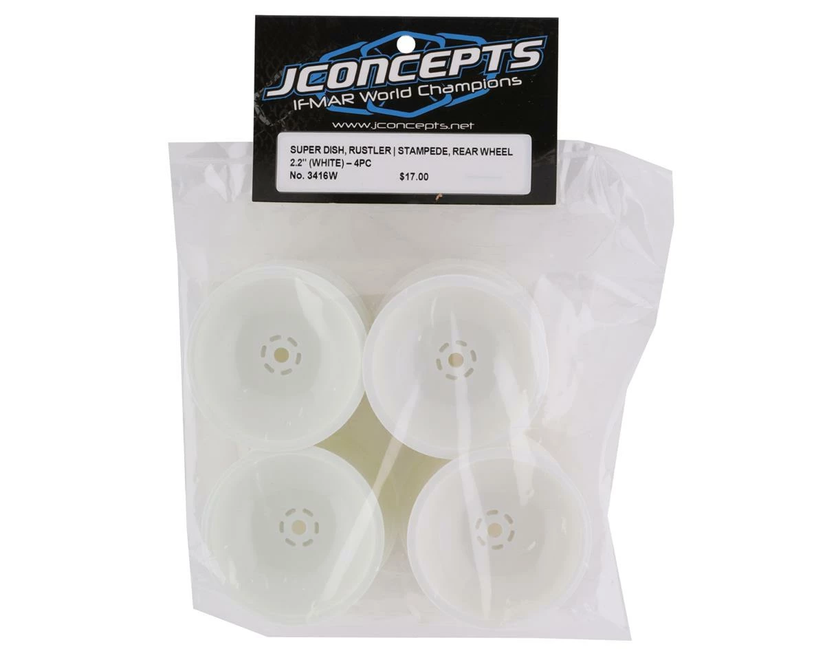 JCONCEPTS 12mm Hex 2.2" Super Dish Rear Wheel (White) (4) (Rustler/Stampede) - Image 3