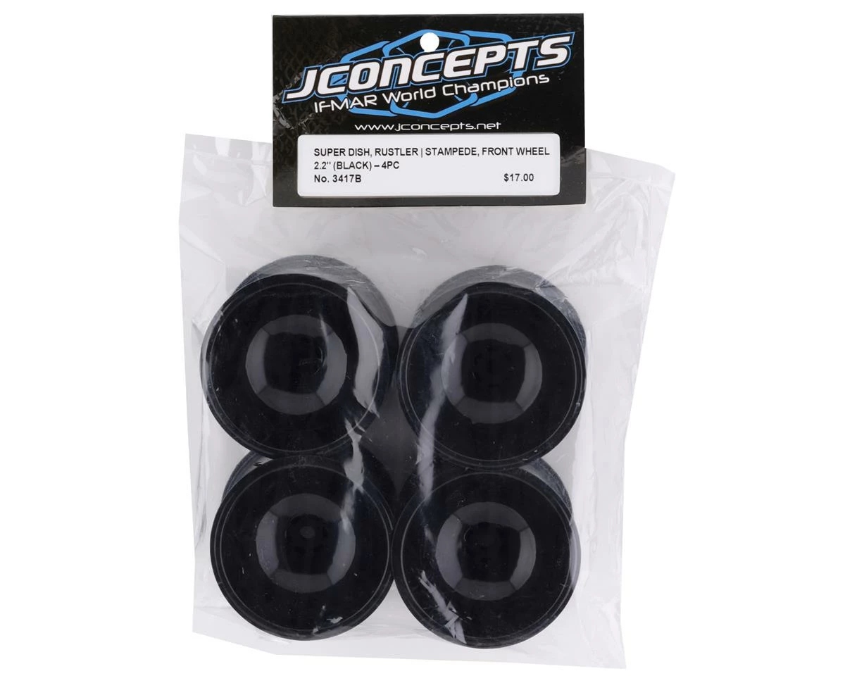 JCONCEPTS 12mm Hex 2.2" Super Dish Front Wheel (Black) (4) (Rustler/Stampede) - Image 3