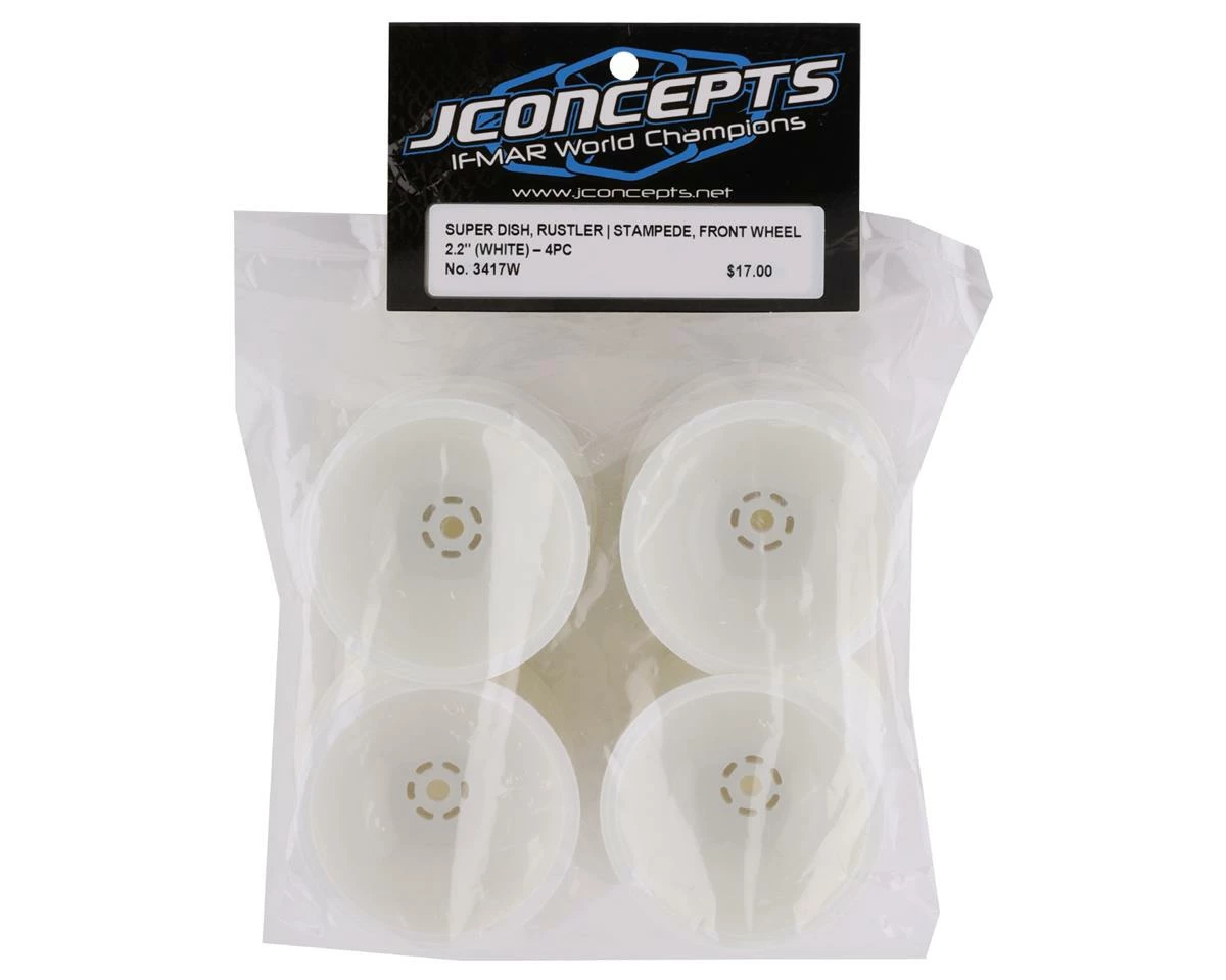 JCONCEPTS 12mm Hex 2.2" Super Dish Front Wheel (White) (4) (Rustler/Stampede) - Image 3