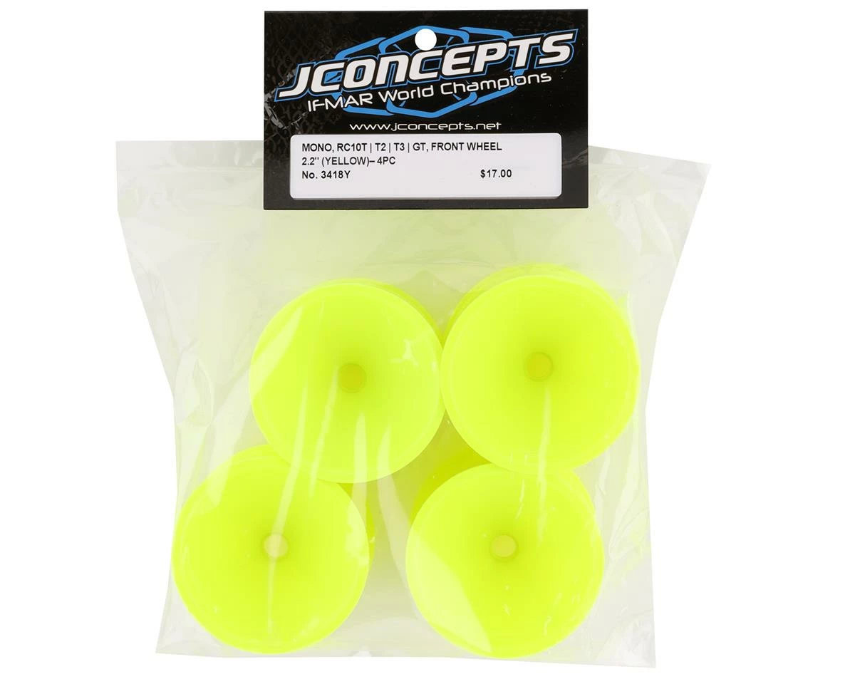 JCONCEPTS 2.2" Bearing Front Stadium Truck Wheels (Yellow) (4) (RC10T/T2/T3/GT) - Image 3