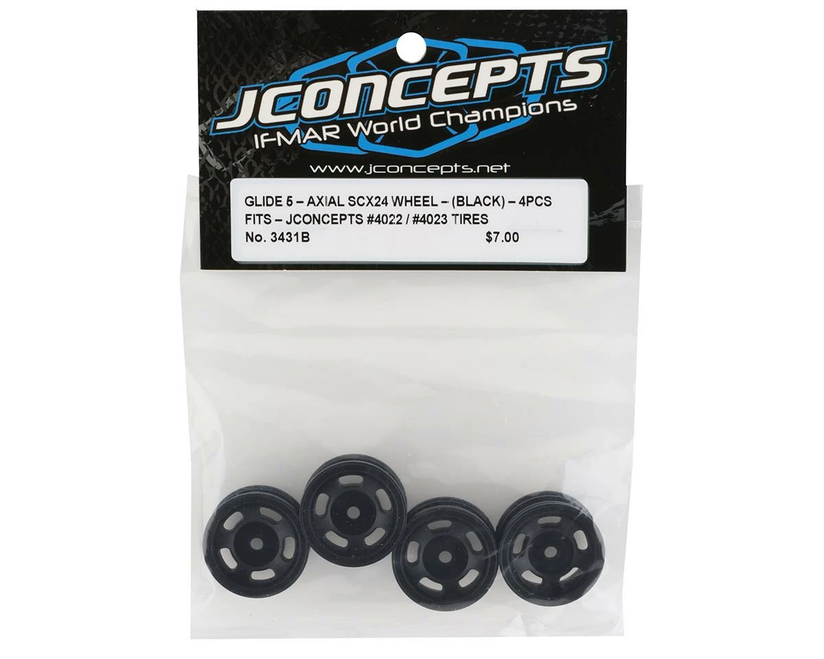 JCONCEPTS Axial SCX24 Glide 1.0" 1/24 Crawler Wheels (Black) (4) W/7mm Hex - Image 3