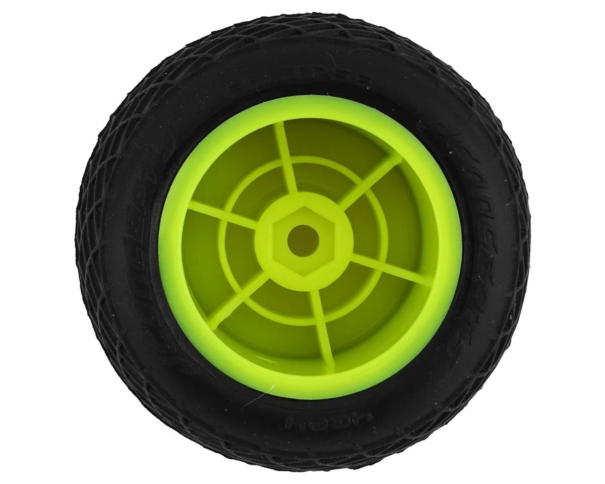 JCONCEPTS Mini-B/Mini-T 2.0 Ellipse Pre-Mounted Rear Tires (Yellow) (2) (Green) - Image 2