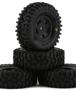 JCONCEPTS SCX24 1.0" Tusk Pre-Mounted Tires W/Glide 5 Wheels (4) (Black) (Gold) W/7mm Hex