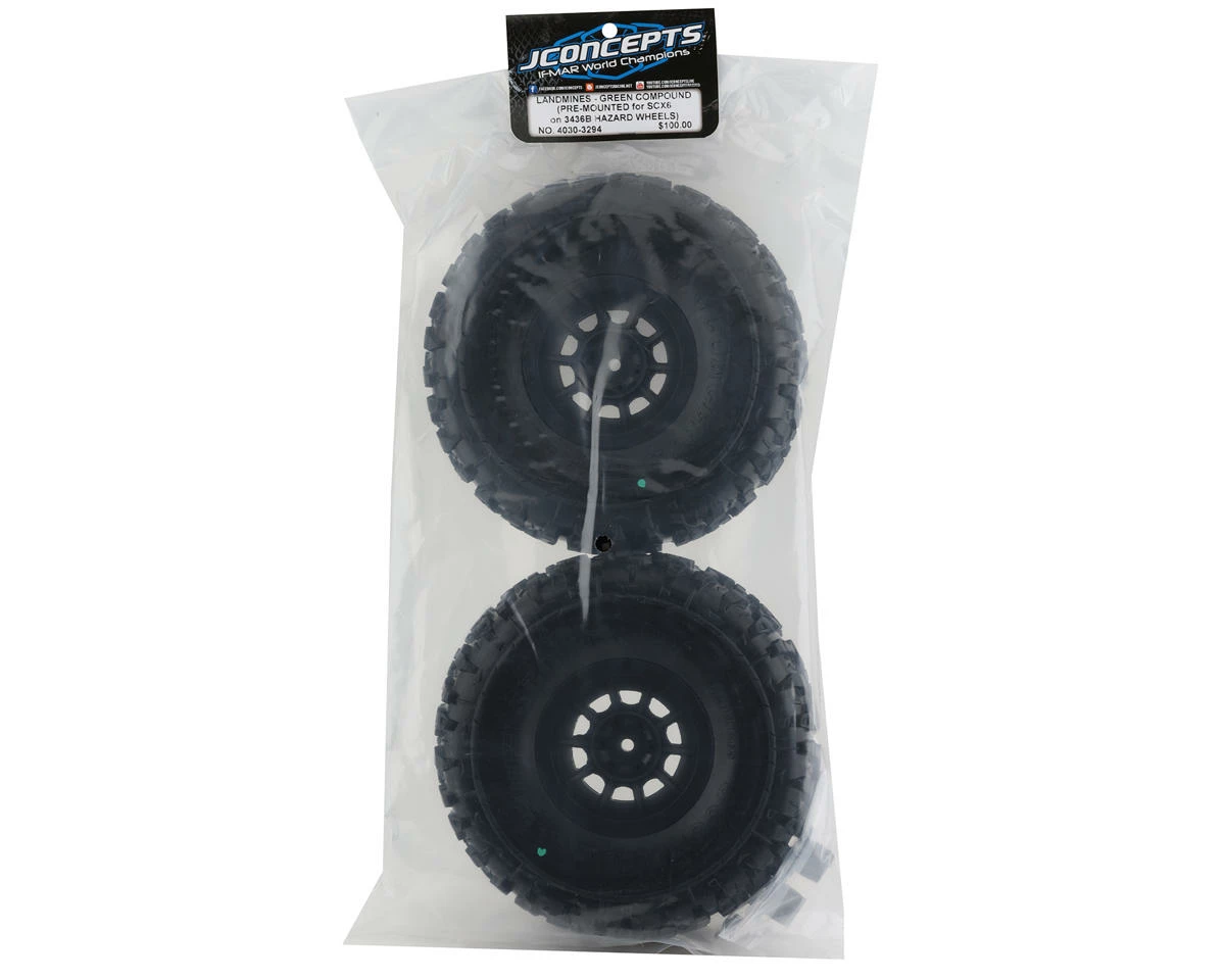 JCONCEPTS Landmines 2.9" Pre-Mounted Tires W/Hazard Wheel (2) (Green) - Image 4