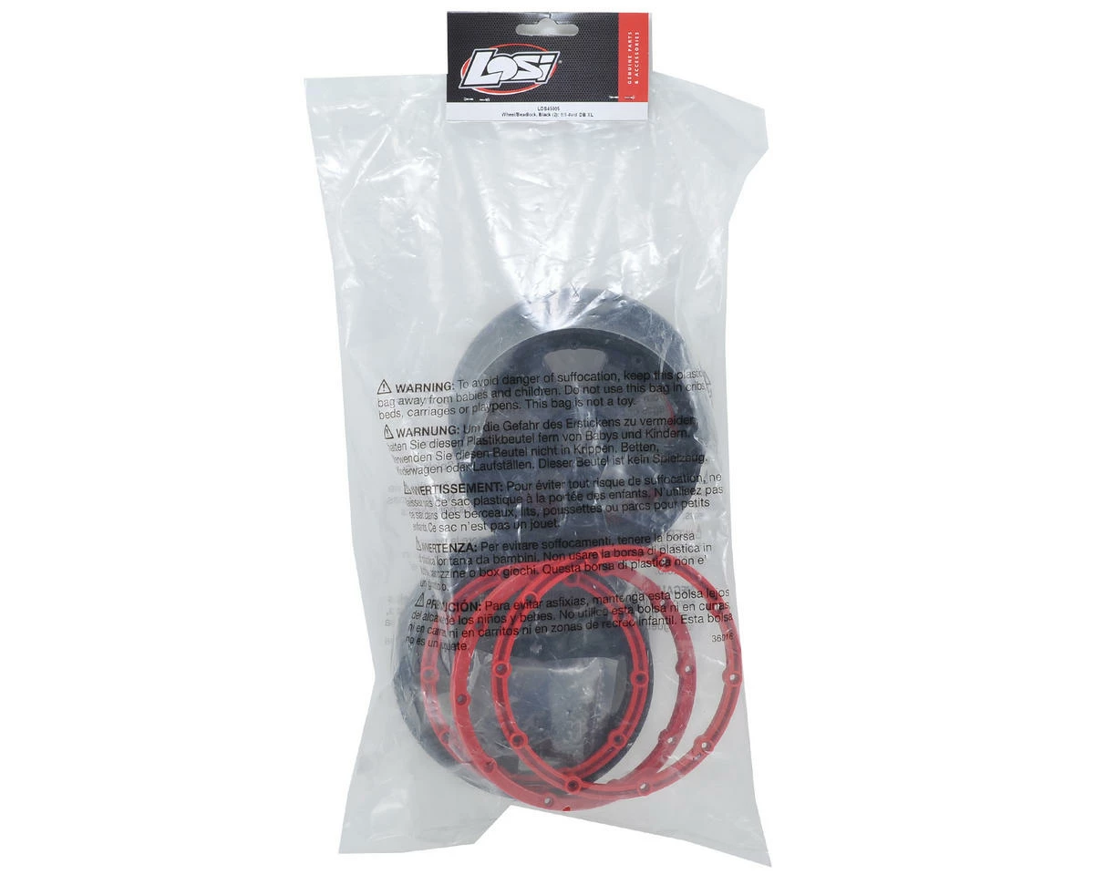 LOSI Desert Buggy XL Wheel Set W/Beadlocks (2) (Black/Red) - Image 3