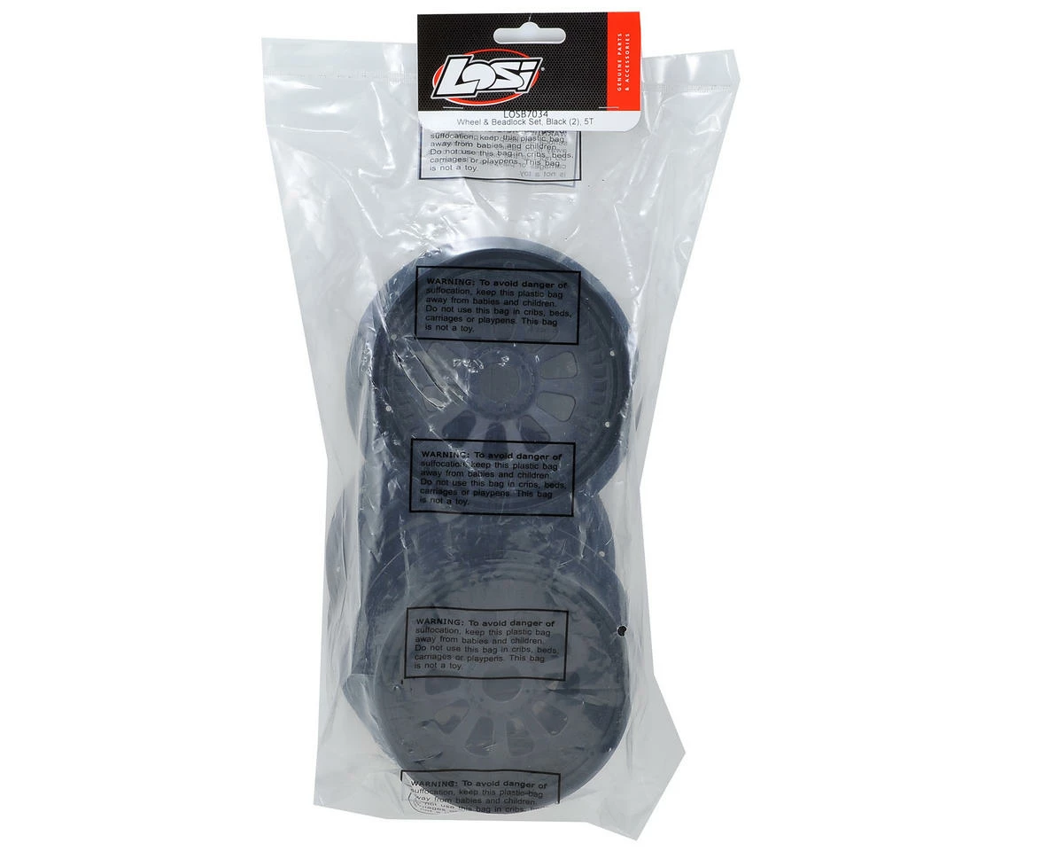 LOSI 5IVE-T Wheel Set W/Beadlocks (2) (Black) - Image 3