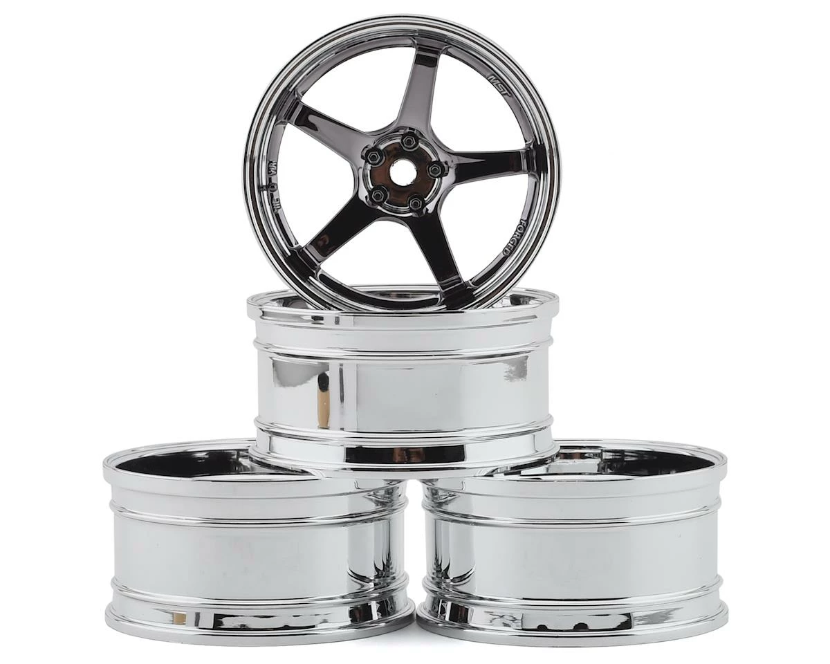 MST GT Wheel Set (Chrome/Black Chrome) (4) (Offset Changeable) W/12mm Hex