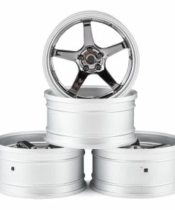 MST GT Wheel Set (Matte Silver/Black Chrome) (4) (Offset Changeable) W/12mm Hex