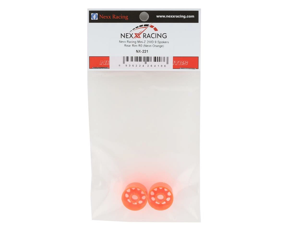 NEXX Racing Mini-Z 2WD 9 Spoke Rear Rim (2) (Neon Orange) (0mm Offset) - Image 3