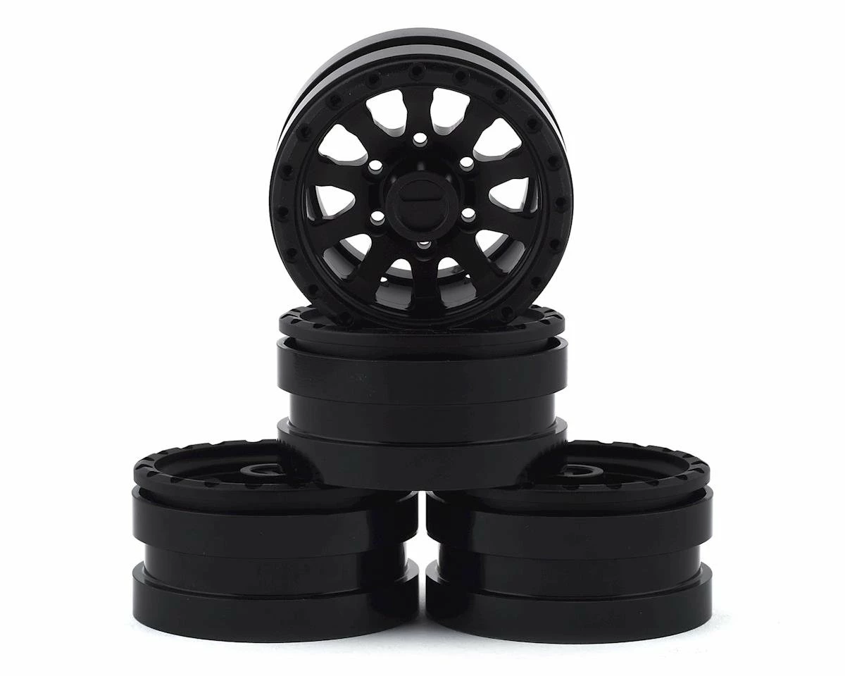 Pit Bull Tires Raceline Clutch 1.55 Aluminum Beadlock Crawler Wheels (Black) (4) W/12mm Hex
