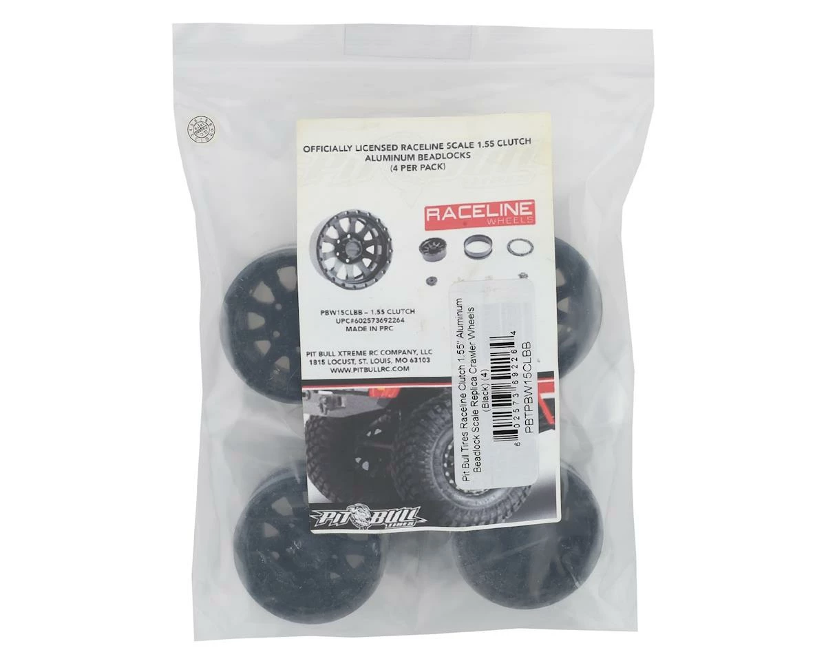 Pit Bull Tires Raceline Clutch 1.55 Aluminum Beadlock Crawler Wheels (Black) (4) W/12mm Hex - Image 5
