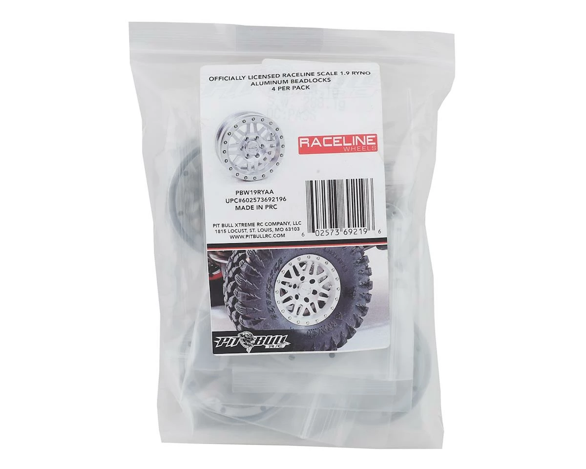 Pit Bull Tires Raceline Ryno 1.9" Aluminum Beadlock Wheels (Silver) (4) W/12mm Hex 7 Pit Bull Tires Raceline Ryno 1.9" Aluminum Beadlock Wheels (Silver) (4) W/12mm Hex - Image 5