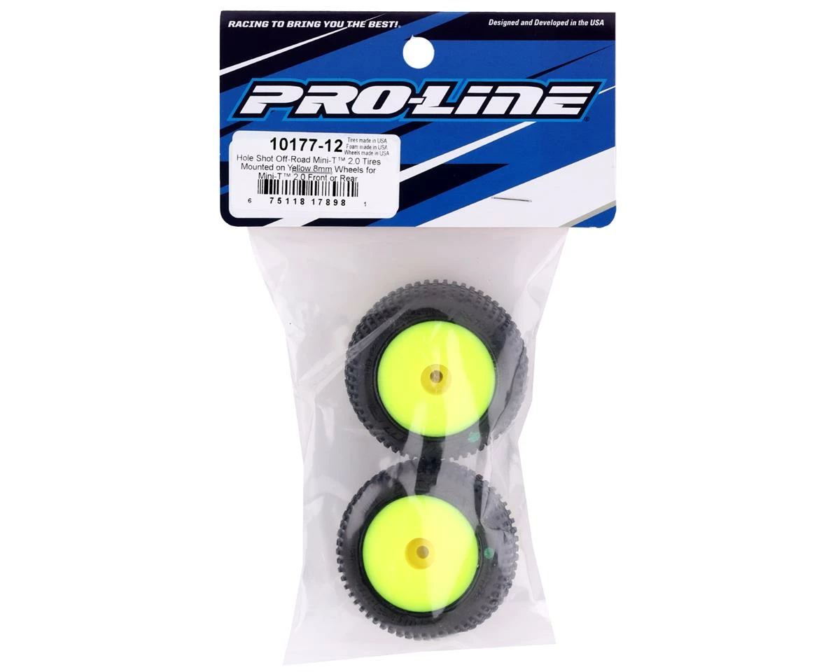 PRO-LINE Mini-T 2.0 Hole Shot Pre-Mounted Tires (Yellow) (2) (M3) - Image 3