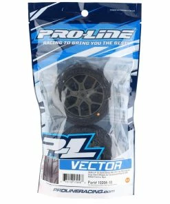 PRO-LINE Vector 35/85 2.4" Belted Pre-Mounted On-Road Tires (Grey) (2) (S3) W/14mm Hex -FireBrand RC Sales pro10204 10 2