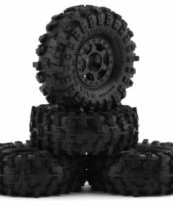 PRO-LINE SCX24 1.0" MT Baja Pro X Pre-Mounted Tires (Black) (4) (Medium) W/Holcomb Wheels