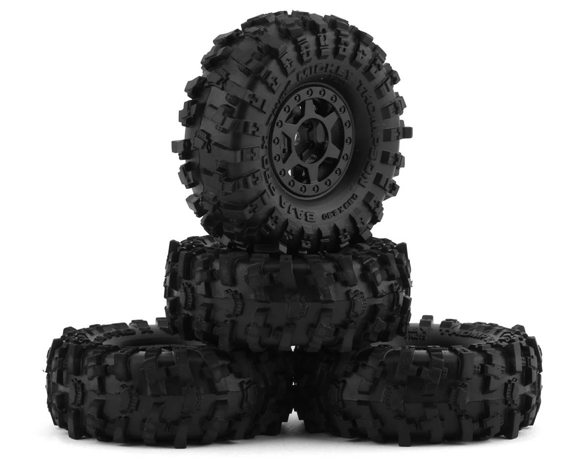 PRO-LINE SCX24 1.0" MT Baja Pro X Pre-Mounted Tires (Black) (4) (Medium) W/Holcomb Wheels