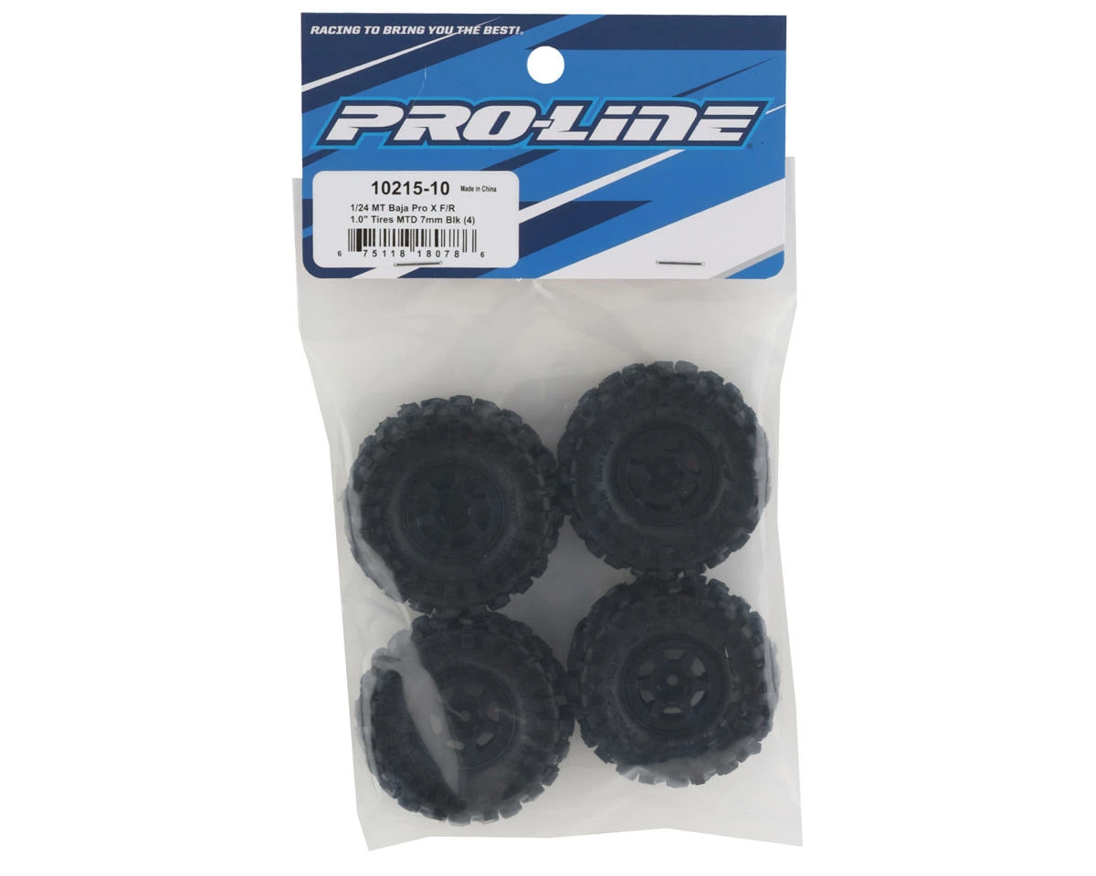 PRO-LINE SCX24 1.0" MT Baja Pro X Pre-Mounted Tires (Black) (4) (Medium) W/Holcomb Wheels - Image 4