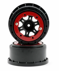 PRO-LINE Split Six Bead-Loc Short Course Front Wheels (Black/Red) (2) W/12mm Hex (Slash Front)