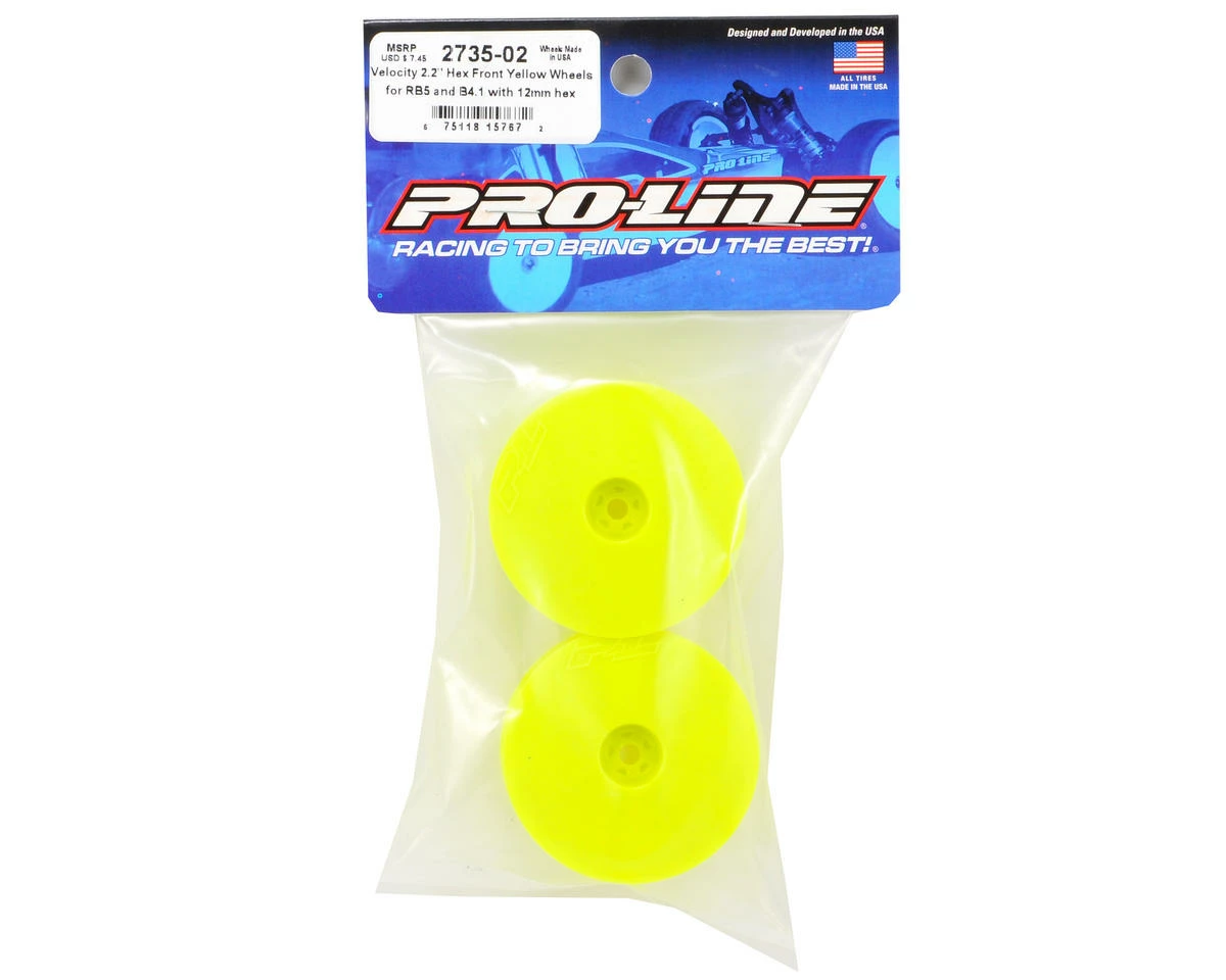 PRO-LINE Velocity 2.2" Front Wheels (2) (B6/RB6) (Yellow) W/12mm Hex - Image 2