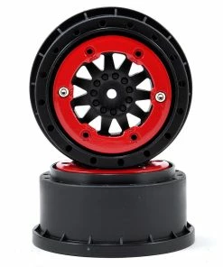PRO-LINE ProTrac F-11 Bead-Loc Short Course Wheels (Black/Red) (2) W/12mm Hex (2WD Slash)