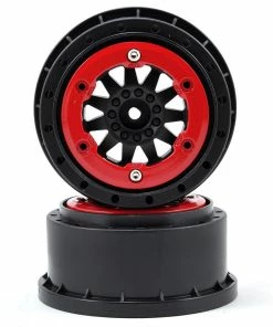 PRO-LINE F-11 Bead-Loc Short Course Wheels (Black/Red) (2) W/12mm Hex (Slash Rear)