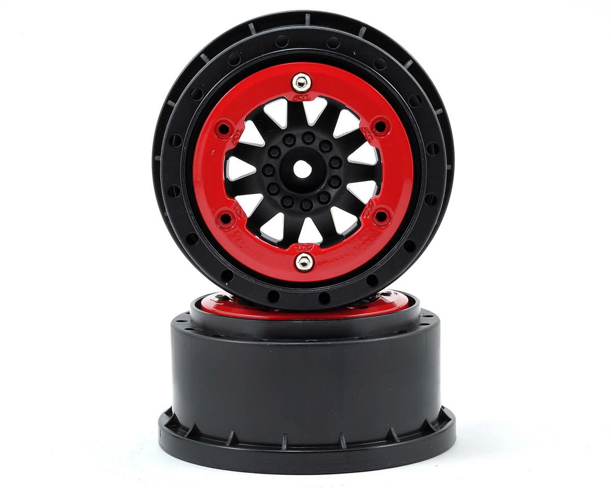 PRO-LINE F-11 Bead-Loc Short Course Wheels (Black/Red) (2) W/12mm Hex (Slash Rear)