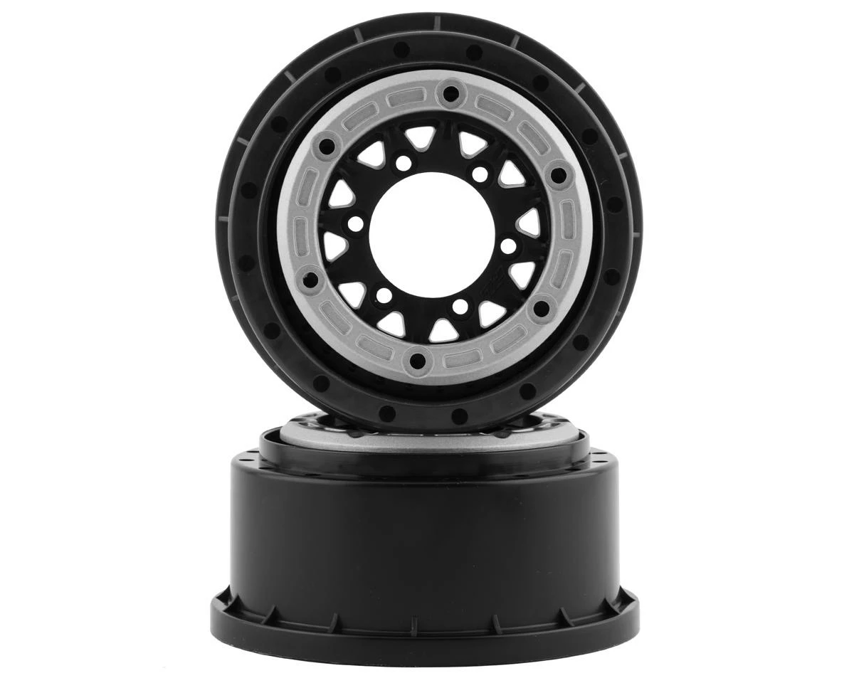 PRO-LINE Raid Bead-Loc 2.2/3.0" Short Course Wheels (Silver/Black) (2) W/12mm & 14mm Removable Hex