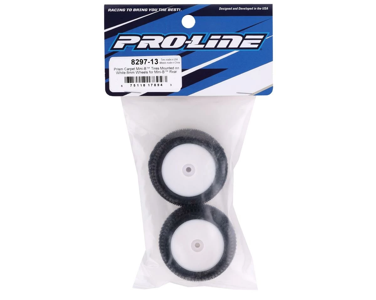 PRO-LINE Mini-B Rear Pre-Mounted Prism Carpet Tire (White) (2) (Z3) 5 PRO-LINE Mini-B Rear Pre-Mounted Prism Carpet Tire (White) (2) (Z3) - Image 3