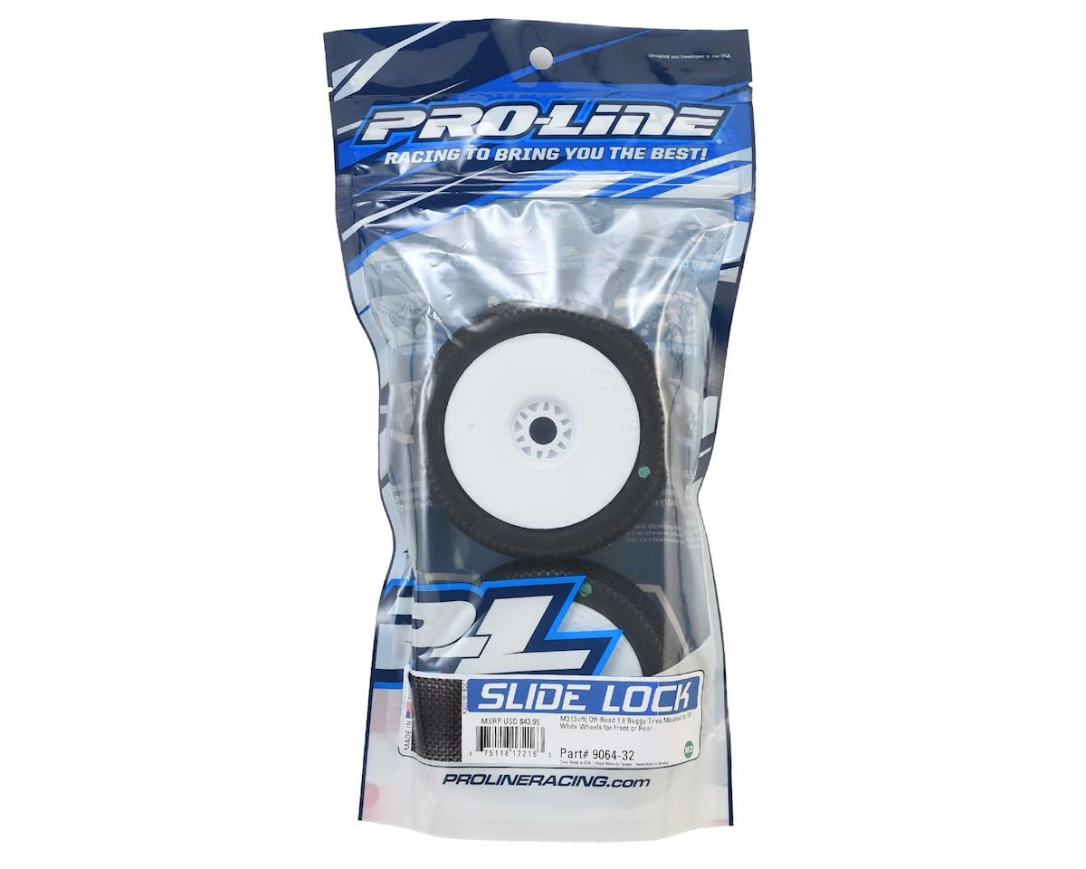 PRO-LINE Slide Lock Pre-Mounted 1/8 Buggy Tires (White) (2) (M3) W/Velocity V2 Wheel 5 PRO-LINE Slide Lock Pre-Mounted 1/8 Buggy Tires (White) (2) (M3) W/Velocity V2 Wheel - Image 3