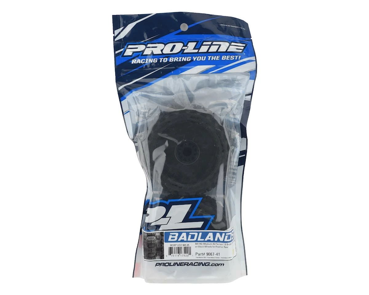 PRO-LINE Badlands MX Pre-Mounted 1/8 Buggy Tires (Black) (2) (M2) W/Velocity V2 Wheel - Image 3