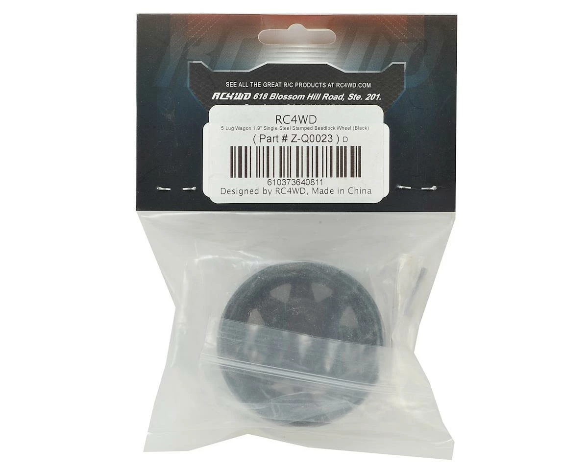 RC4WD 5 Lug Wagon 1.9" Stamped Single Steel Beadlock Wheel (Black) - Image 4