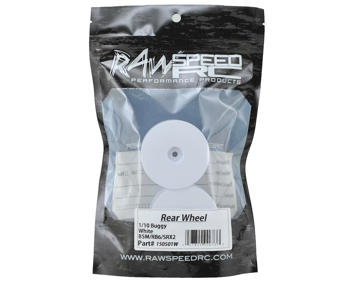 Raw Speed RC 2.2" 12mm Hex 1/10 Rear Buggy Wheels (White) (2) (B6/22/RB6/ZX6) - Image 3