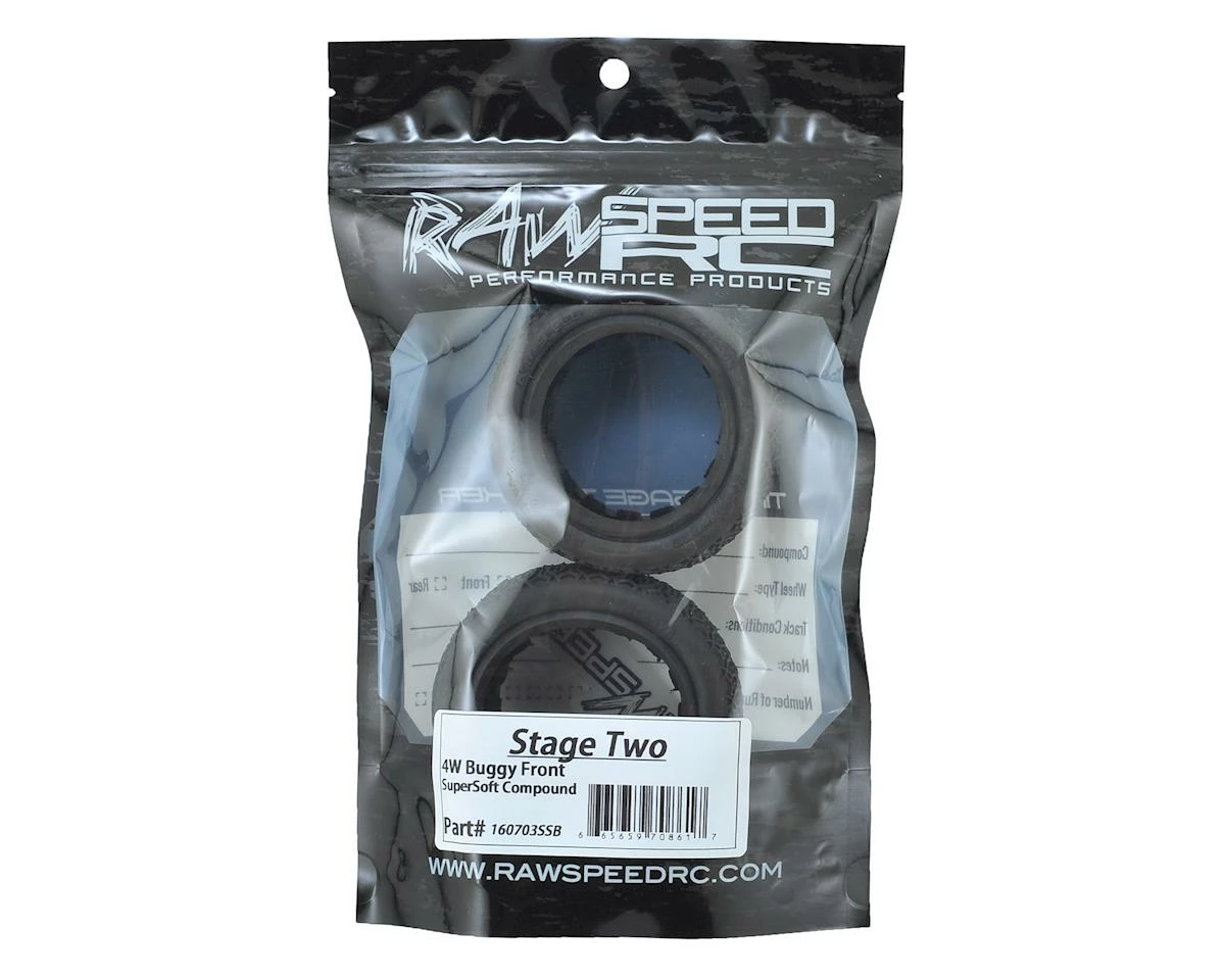 Raw Speed RC Tage Two Front 4WD Buggy Tires (2) (Super Soft) - Image 2