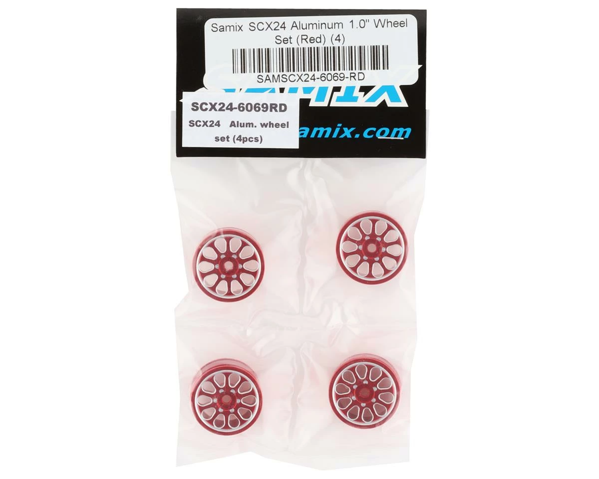 Samix SCX24 Aluminum 1.0" Wheel Set (Red) (4) - Image 4