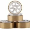 Samix SCX24 Aluminum & Brass 1.0" Beadlock Wheel Set (Silver) (4)