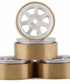 Samix SCX24 Aluminum & Brass 1.0" Beadlock Wheel Set (Silver) (4)