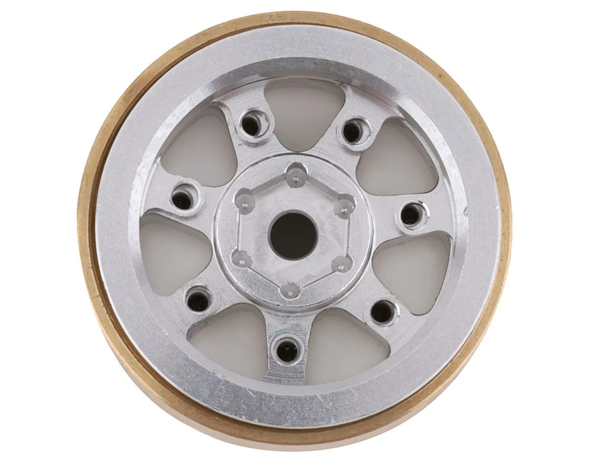 Samix SCX24 Aluminum & Brass 1.0" Beadlock Wheel Set W/Scale Hubs (Silver) (4) - Image 2