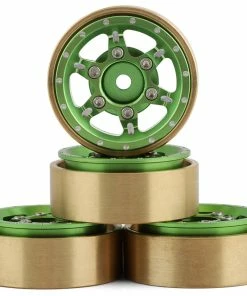 Samix SCX24 Aluminum & Brass Adjustable Offset 1.0" Beadlock Wheels (Green) (4)