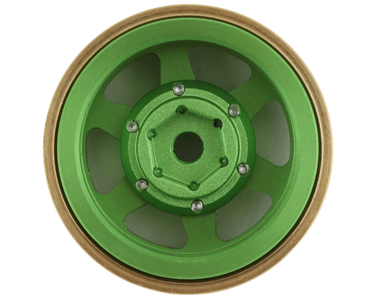 Samix SCX24 Aluminum & Brass Adjustable Offset 1.0" Beadlock Wheels (Green) (4) - Image 2