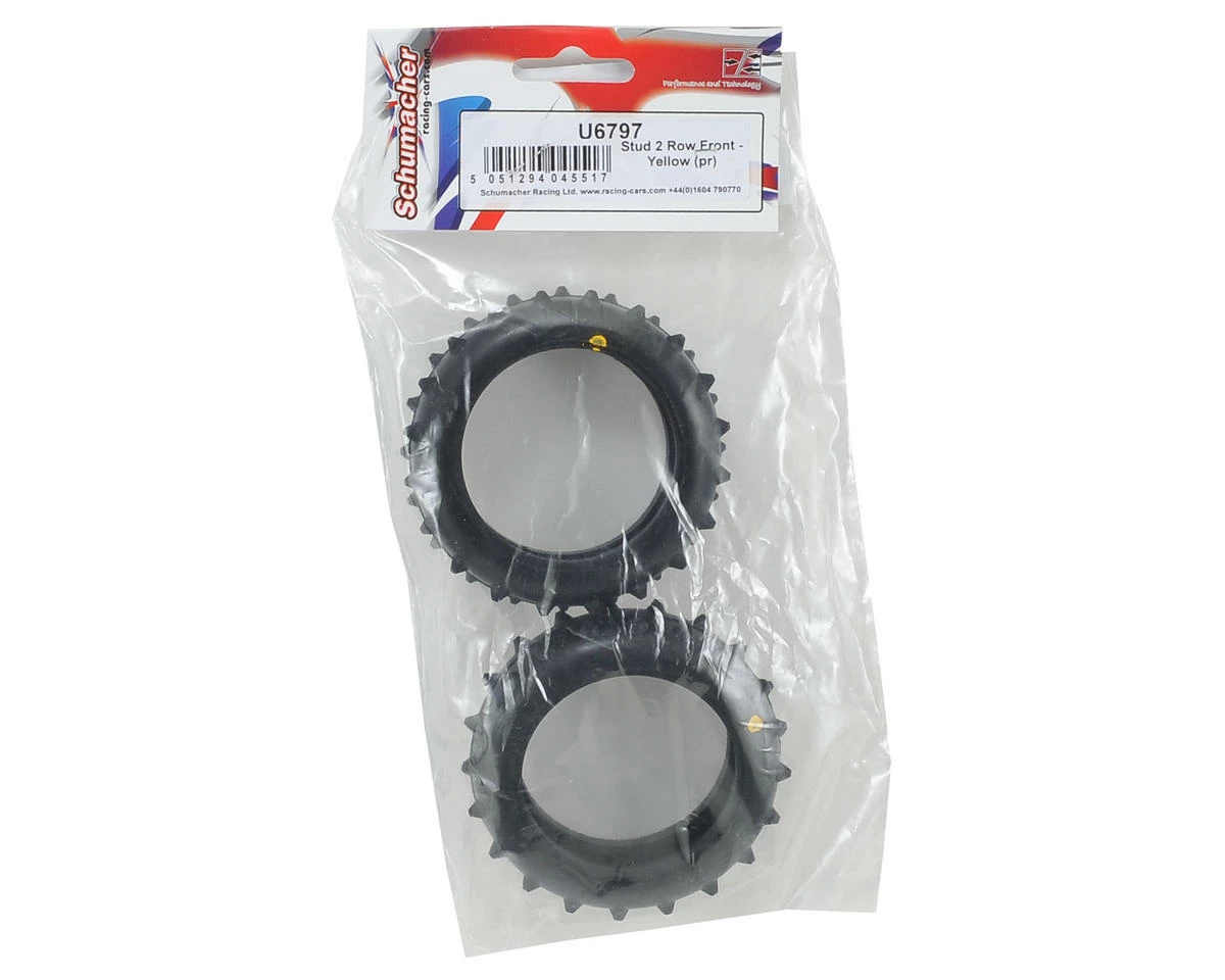 Schumacher "Stud" 2.2" 1/10 2WD Buggy Front Carpet Tires (2) (Yellow) - Image 2