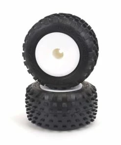 Schumacher Pre-Glued Stagger Rib 1/10 Truck Tires (White) (2) (Blue)