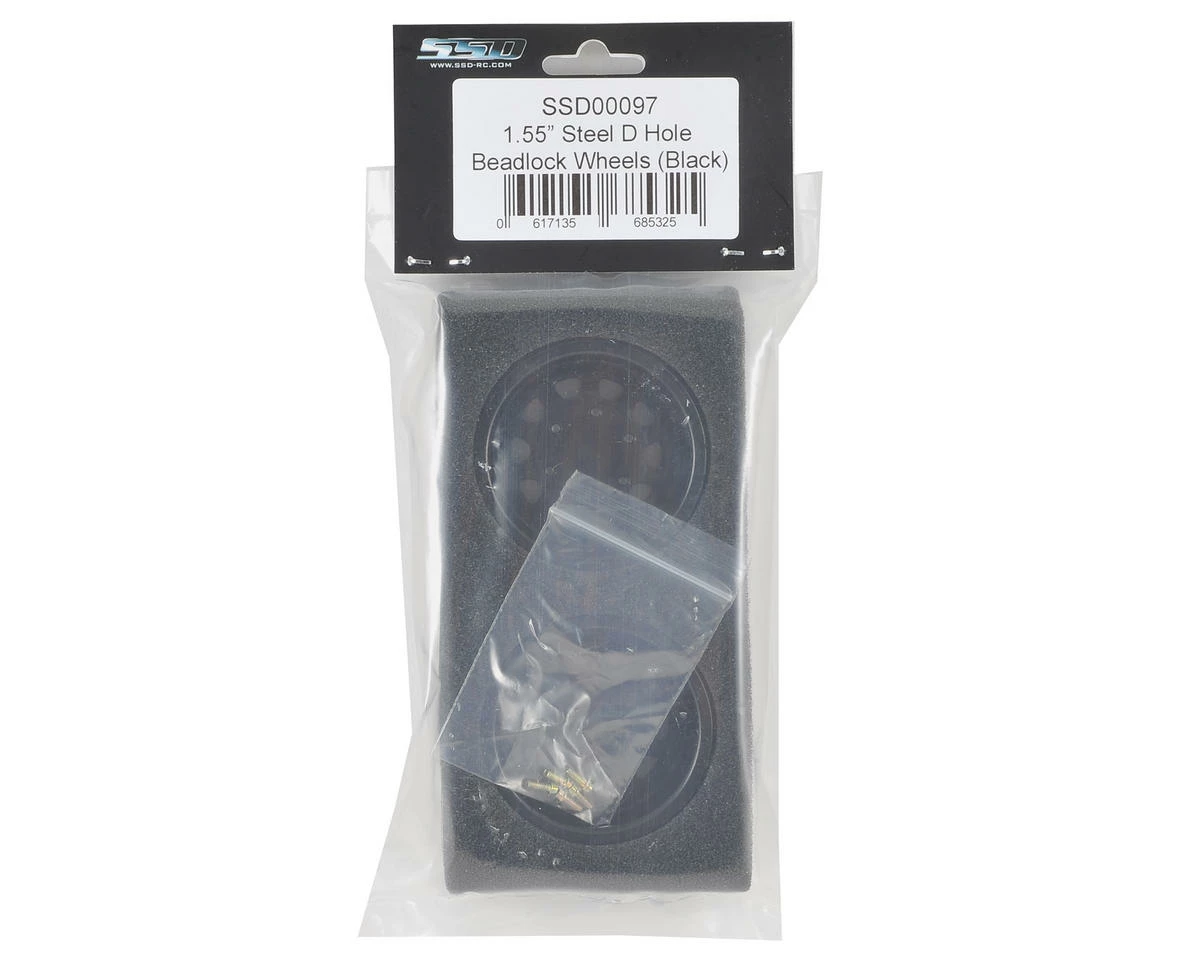 SSD RC Hole 1.55" Steel Beadlock Crawler Wheels (Black) (2) - Image 4