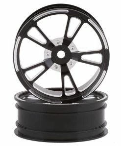 SSD RC V Spoke Aluminum Front 2.2” Drag Racing Wheels (Black) (2)