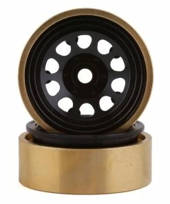 SSD RC X24 1.0” Aluminum/Brass D Hole Beadlock Wheels (Black) (2)