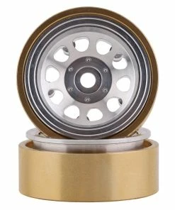 SSD RC X24 1.0” Aluminum / Brass D Hole Beadlock Wheels (Silver) (2)