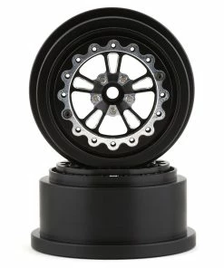 SSD RC V Spoke Lightweight Aluminum Drag Racing Beadlock Wheels (Black) (2) (2.2/3.0")